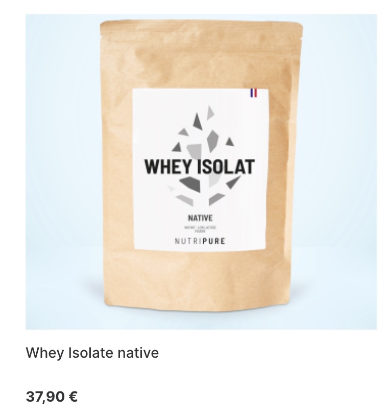 Whey Isolate native. Sachet de 750g. Goût neutre.